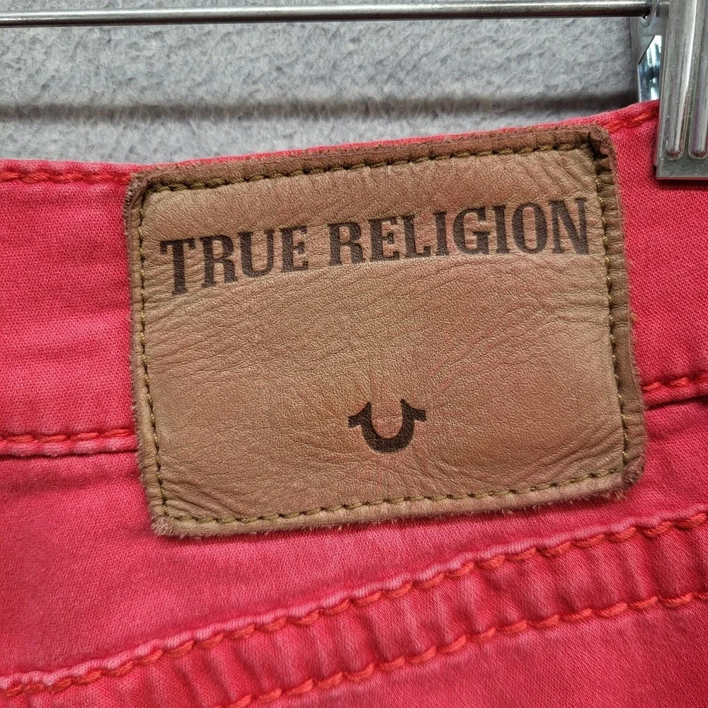 True Religion Men Denim Shorts 29 Red Geno Relaxed Slim 13